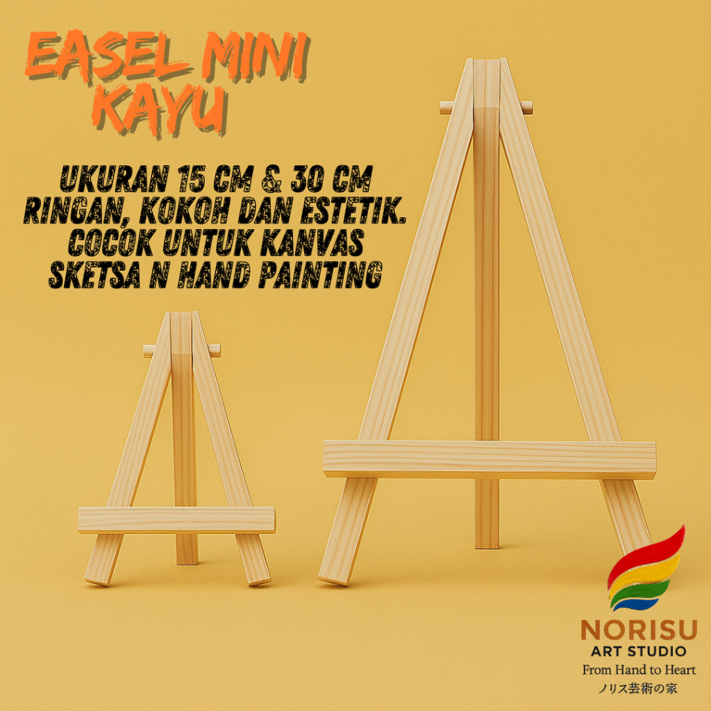 

Norisu Easel Mini Kayu Size 15cm & 30 cm – Penyangga Lukisan - Dudukan Kanvas Sketsa - Hand Painting