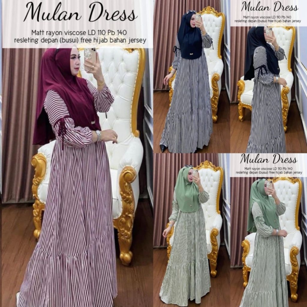 Mulan Dress Dress Set Hijab Baju Set Hijab Dress Rayon Busui Set hijab Fashion Muslim