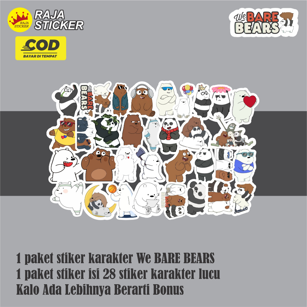 

Sticker Anime We Bare Bears Paper Vinyl Waterproof untuk Laptop Buku Casing Phone - Sticker case hp