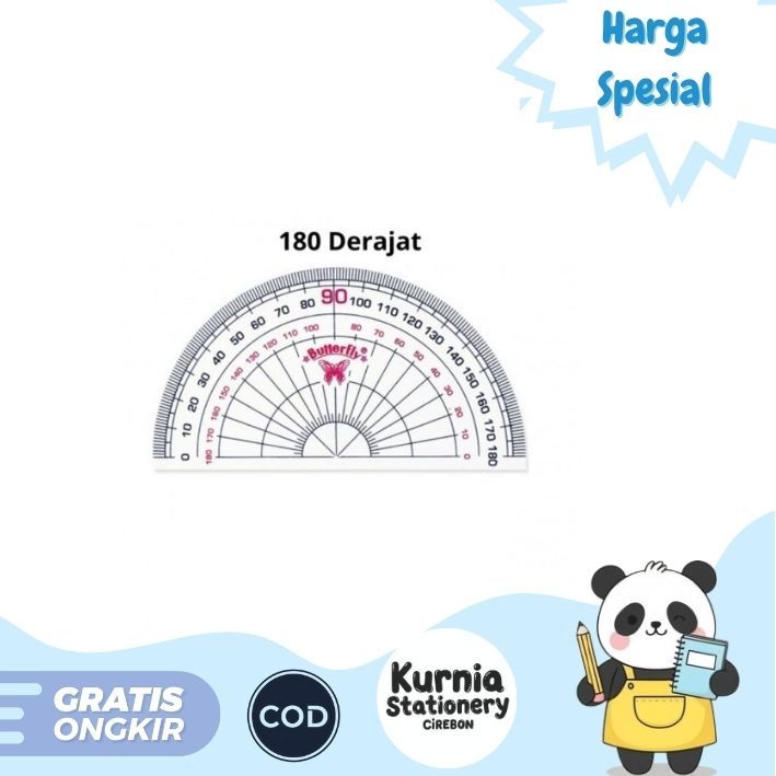 

Penggaris Busur Derajat Butterfly 180° / 10 cm New ( Satuan )