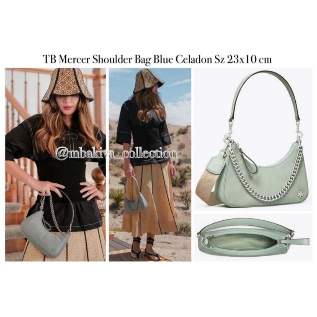 TB Mercer Shoulder Bag Blue Celadon