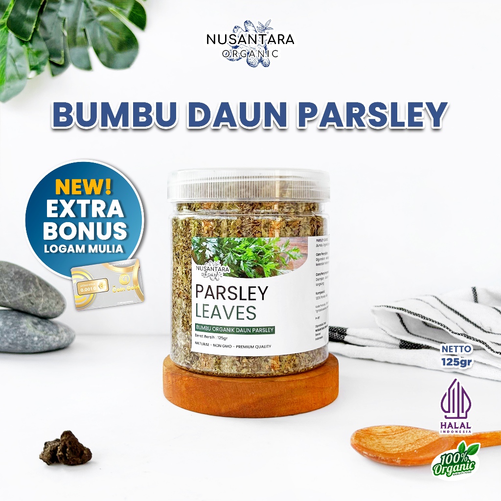 

Nusantara Organic Parsley Kering Dried Flakes Daun Peterseli Bumbu Dapur Organik Alami 125gr