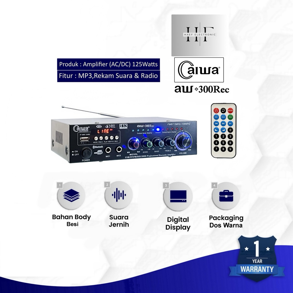 Amplifier CAIWA AW-300REC Record Studio Amplifier Bluetooth AC/DC HF_Electronic