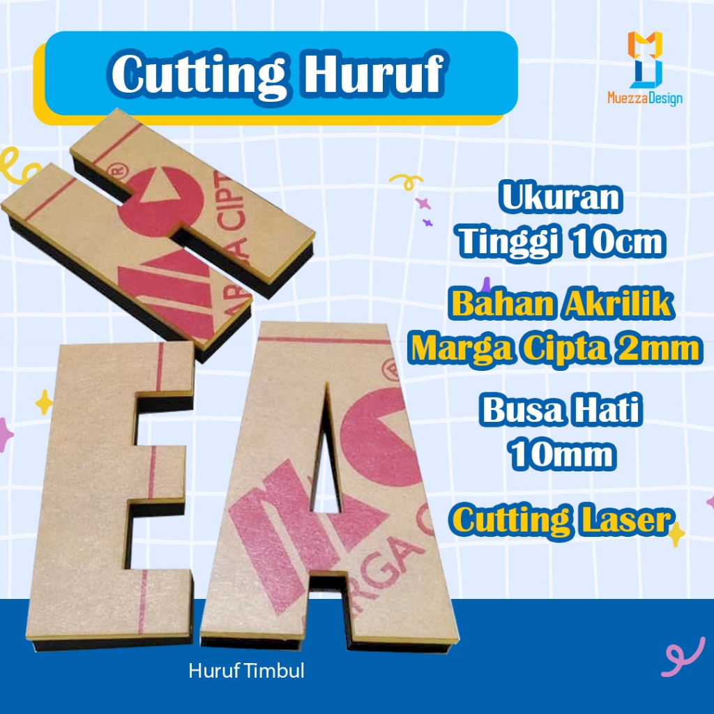 Huruf Timbul Akrilik Spon Eva | Cutting Huruf Akrilik |  Tulisan Huruf 3D | Huruf Tempel Dinding