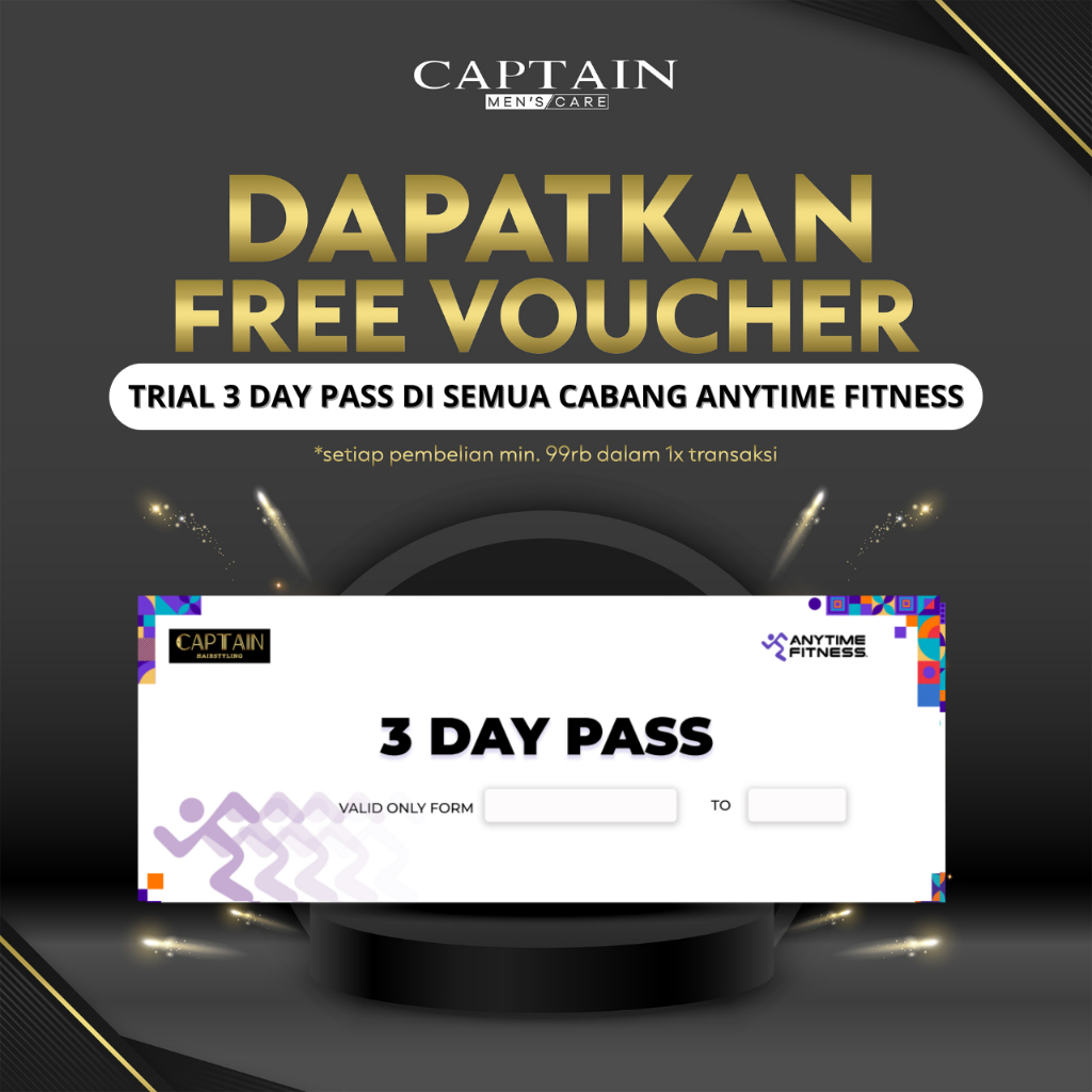 Captain Hairstyling Collab Voucher Free Trial 3 Day Anytime Fitness