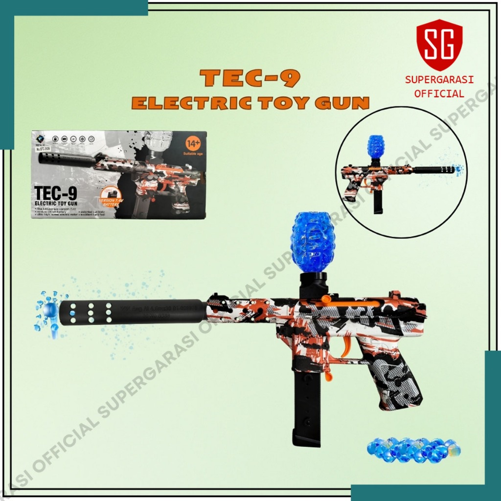 Mainan water beads Tec-9 elektrik otomatis tembakan anak