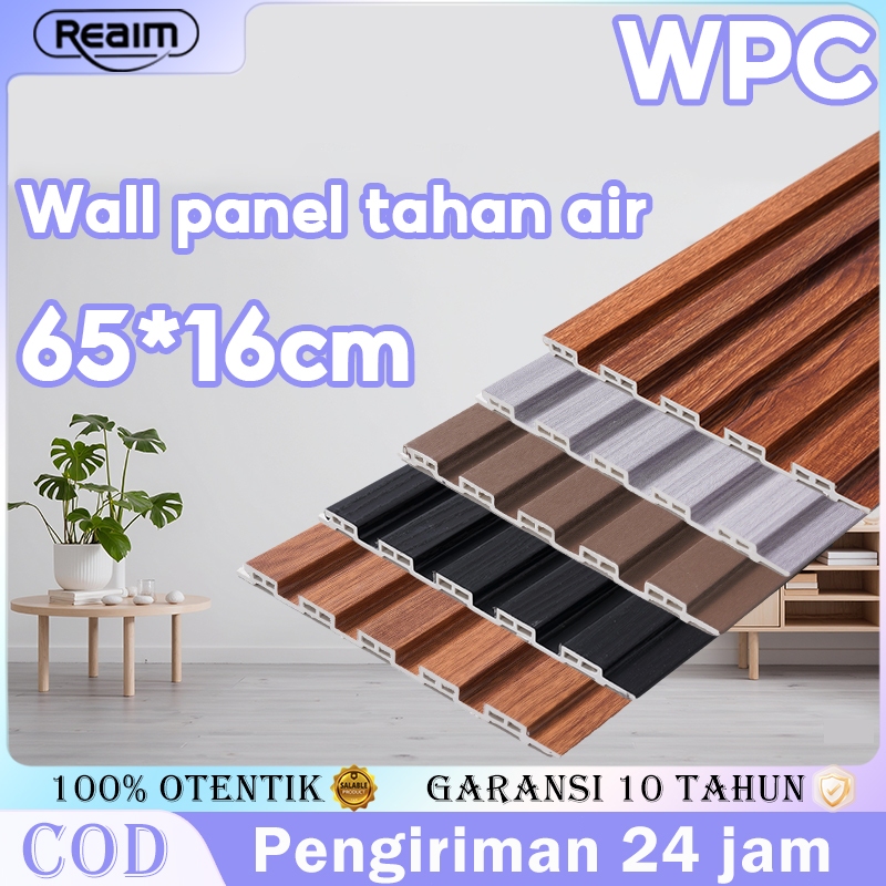 Reaim Wood WPC Wall panel 65*16cm Anti Rayap Dan Anti Air premium wall panel  WPC PVC KAYU DINDING