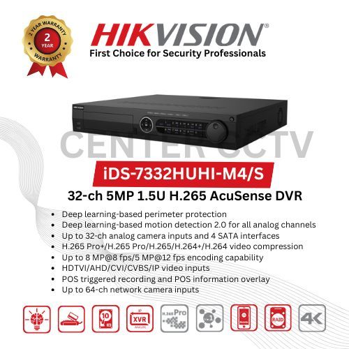 iDS-7332HUHI-M4/S DVR 32 CHANNEL HIKVISION 1.5U H.265 AcuSense Camera Kamera Cctv
