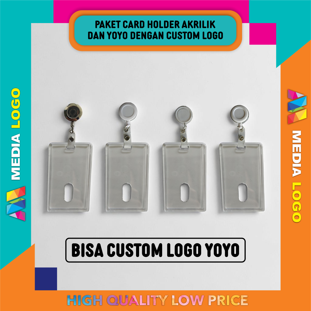 

Card Holder Esklusif Akrilik 2 Sisi & Yoyo ID Card Paket Lengkap Bisa Custom Logo Sendiri