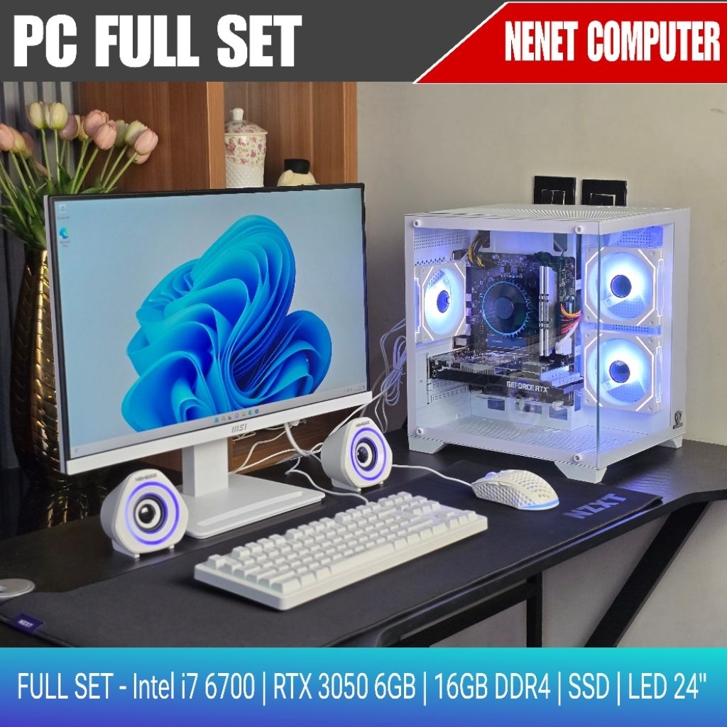 FULL SET - PC Gaming Core i7 6700 | RTX 3050 6GB | 16GB | SSD | LED 24"