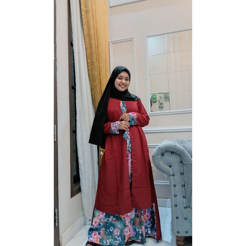 MARYAM GAMIS CARDY / DRES CARDYGAN / GAMIS BUNGA KOMBINASI POLOS / GAMIS OUTER