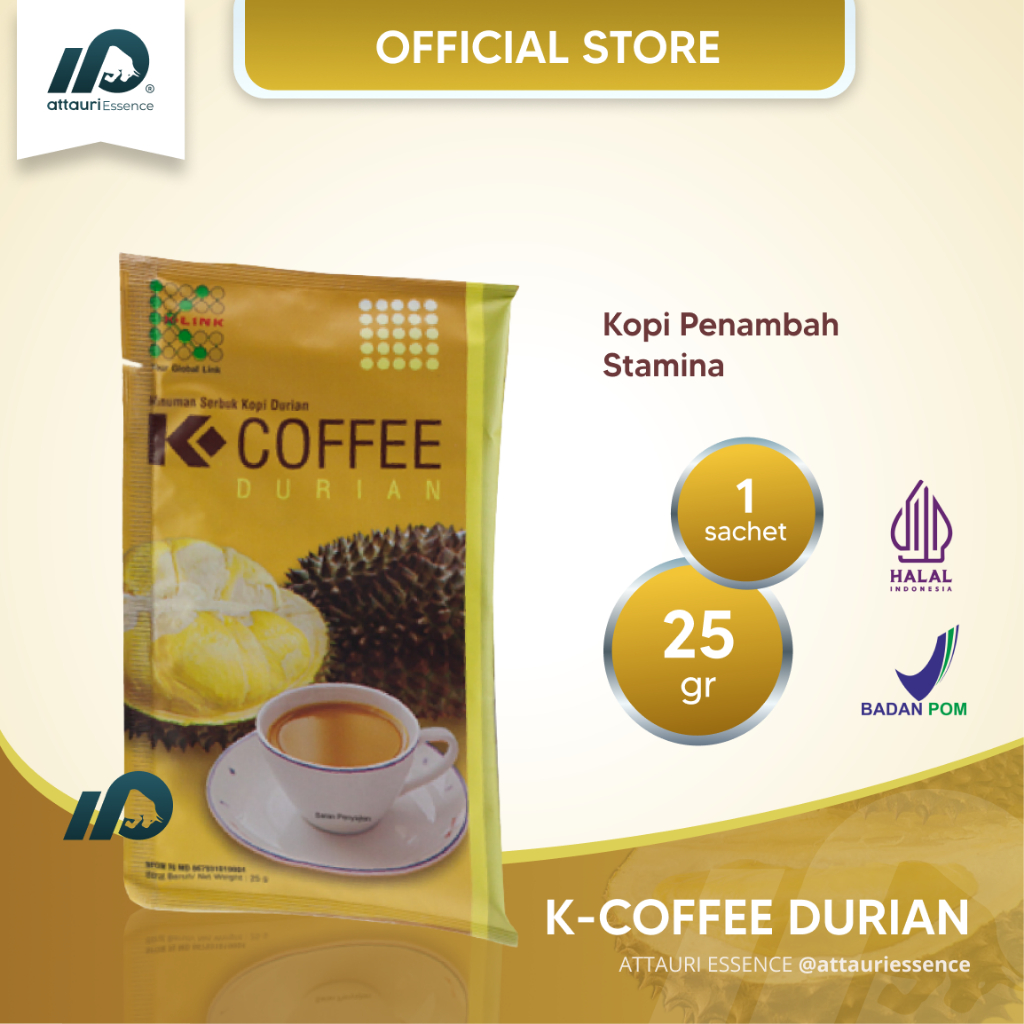 

K-Link Kopi Durian Original BPOM Kemasan 1 Sachet Kopi Rasa Durian Mencegah Anemia Melancarkan BAB Mengatasi Mual & Mabuk Perjalanan K-Link Official Store Klink Alia Story Aliastory Attauri