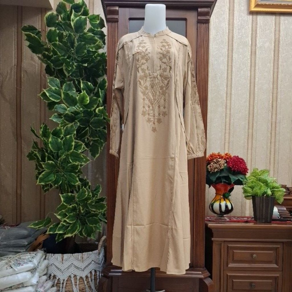 Midi dress jasmine bordir Najwa Fashion terbaru.