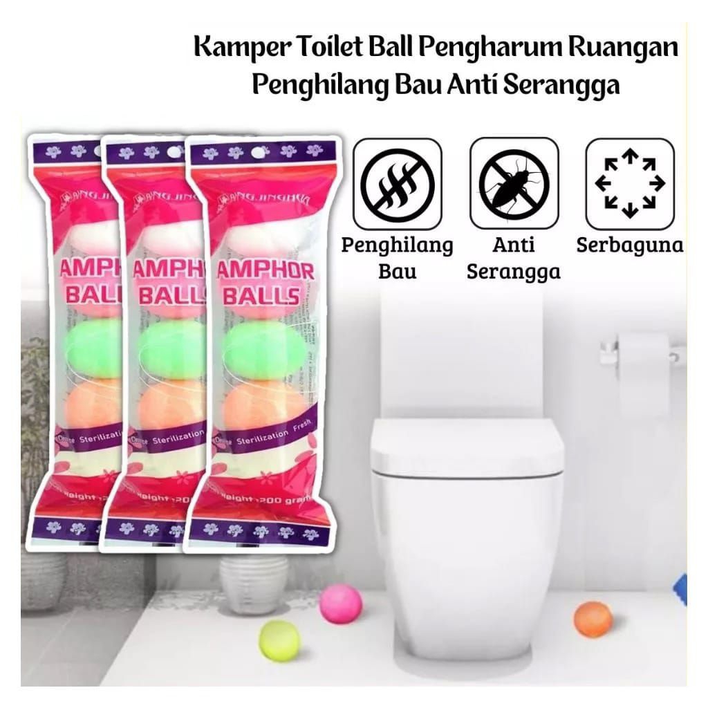 Grosir Jakarta || Kamper Ball Isi 5 Pcs Kamper Bulat Kapur Toilet Barus Besar Jumbo Warna Warni Anti