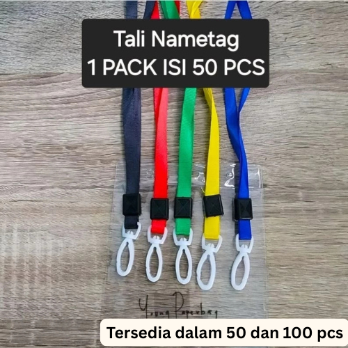 

Tali Lanyard ID Card Nametag Nylon 1 cm / Tali Gantung hook plastik polos (50-100 pcs)