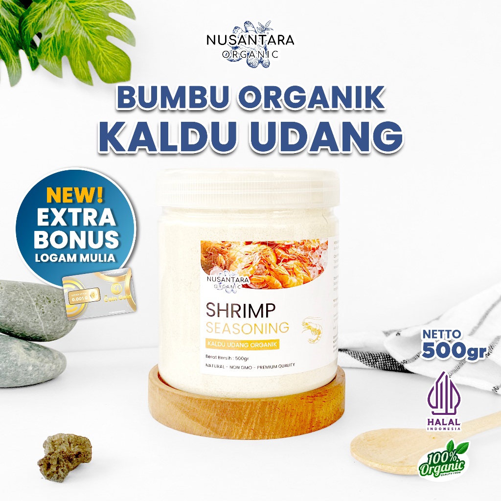 

Nusantara Organic Kaldu Udang Alami Shrimp Powder Bumbu Dapur Non MSG Rasa Lezat Gurih 500gr