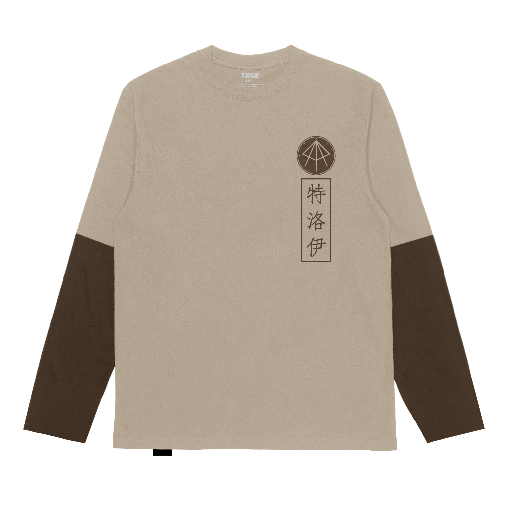 Troy Company Double Sleeve Double Layer Vintage Longsleeve Tshirt Beige Toffee Ecliptic Dawn DSD 3167