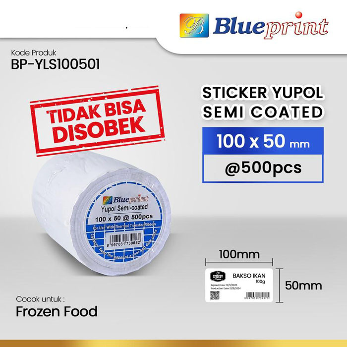 

Blueprint Label Stiker Yupol Semicoated 100x50 mm 1Line 500Pcs Sticker BP-YLS100501 Untuk Frozen Food