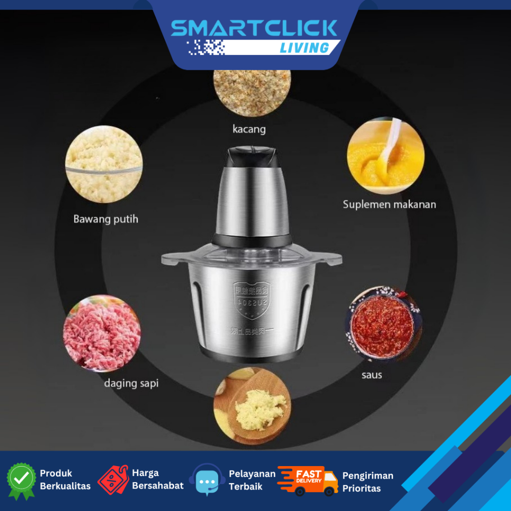 _Gabelio - Blender Daging Serbaguna Stainless Steel 2L SUS304 Tahan Karat