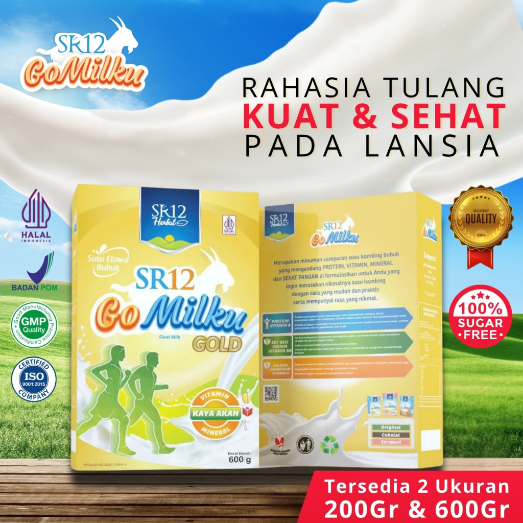 

Gomilku Gold SR12 Susu Kambing Etawa | Stamina & Kesehatan Tulang dan Sendi - BPOM 200gr / 600gr