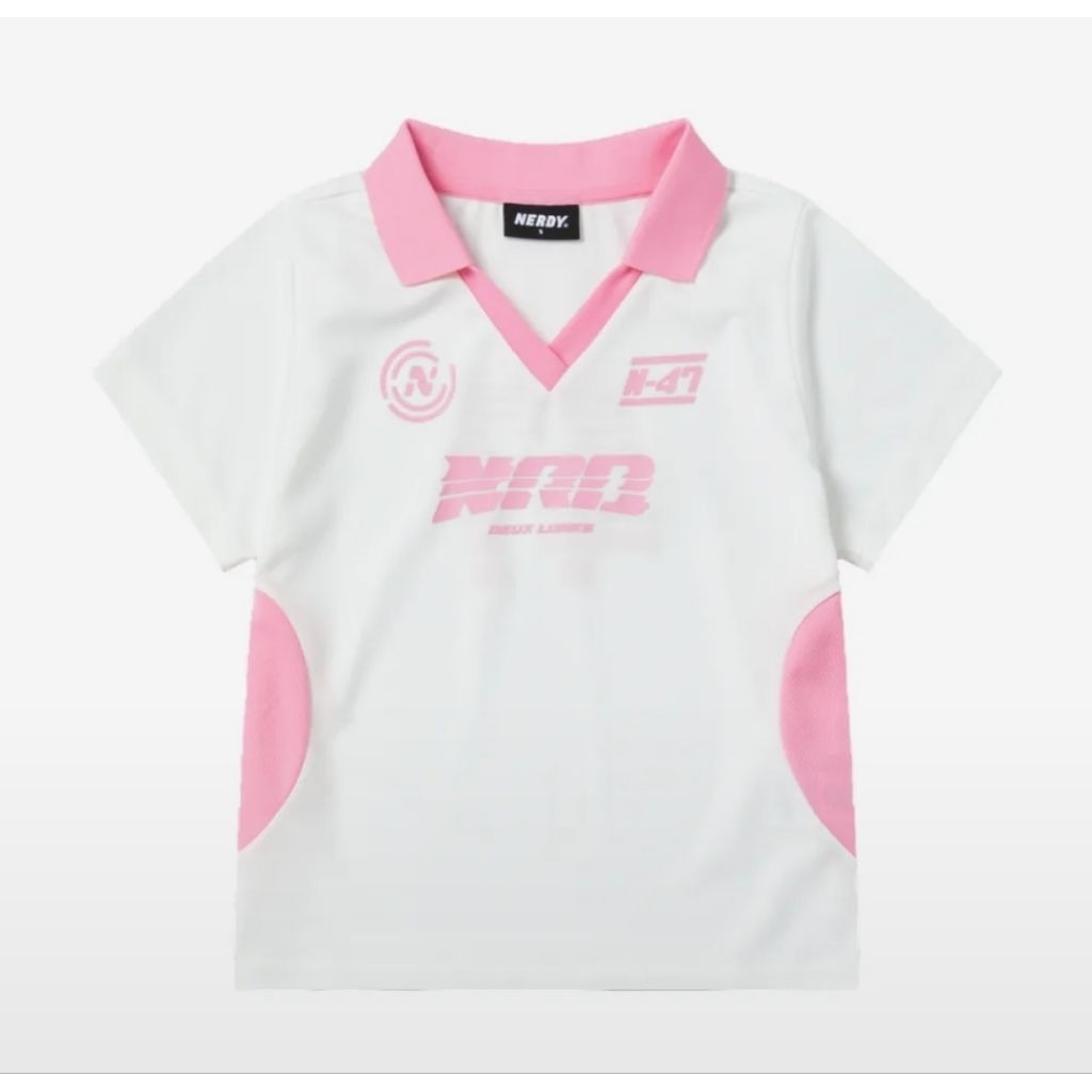 NERDY Women's Sporty Jersey Crop Short Sleeve T-Shirt White