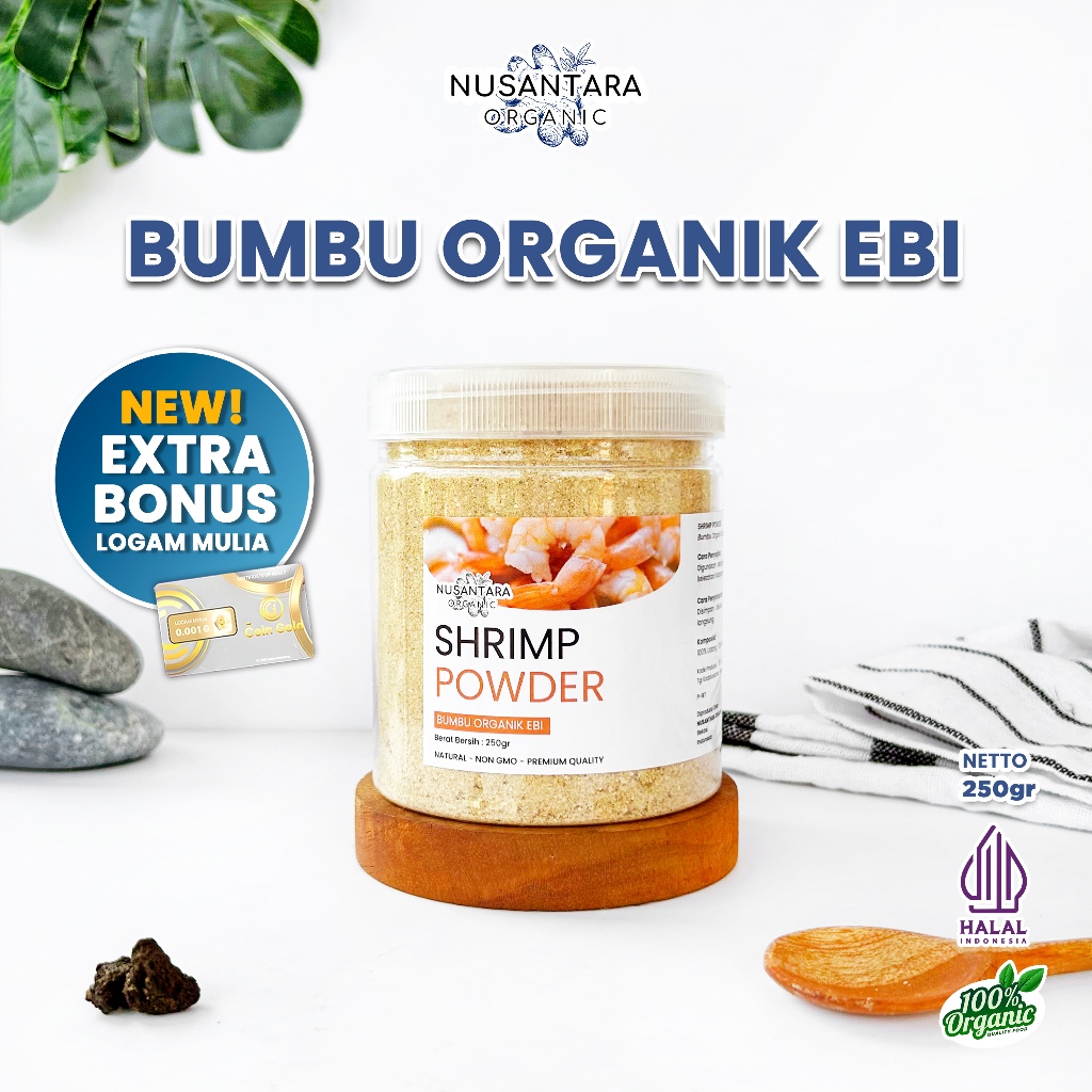 

Nusantara Organic Bubuk Ebi Asli Dried Shrimp Non MSG Sehat Halal Organik Bumbu Dapur Murni 250gr