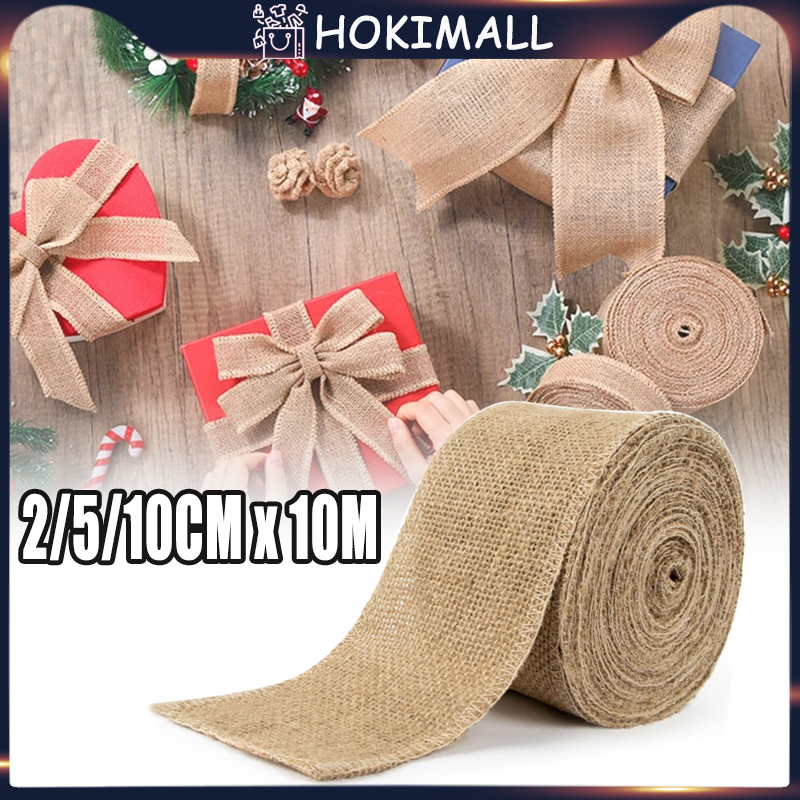 

10m Pita Goni Obras Pita Hampers 2.5cm 5cm 10cm Pita Dekorasi Pita Kerajinan Tangan Souvenir Jute Ribbon