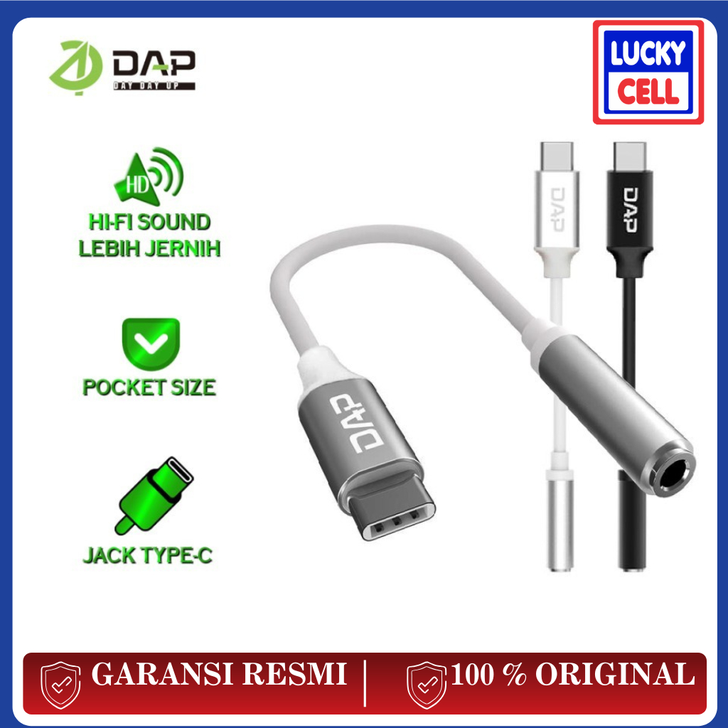 Audio Splitter DAP D-AU04N Converter Type C to Jack 3.5mm - Original Garansi 1 Tahun - Lucky Cell Ak