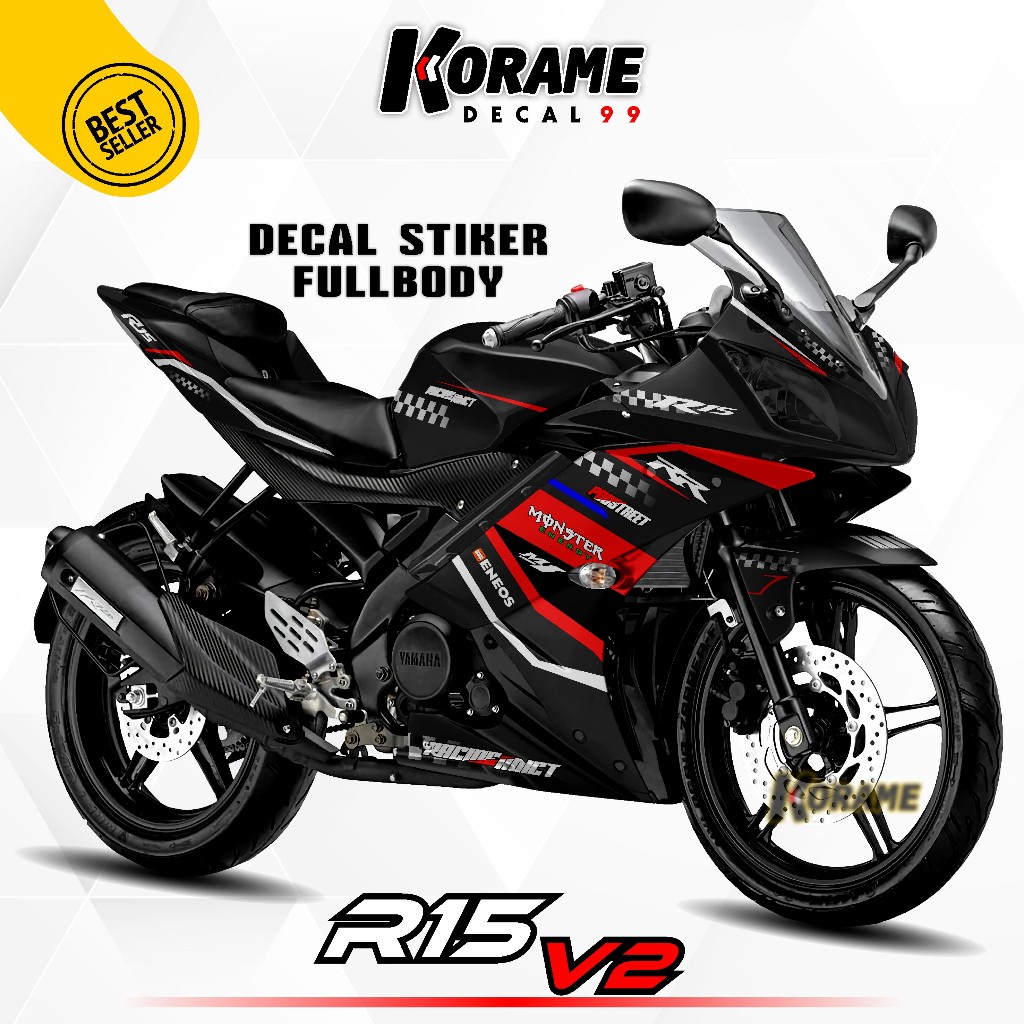 Decal R15 V2 Full body Stiker Decal Variasi R15 V2 Motif Racing Black Edition Series