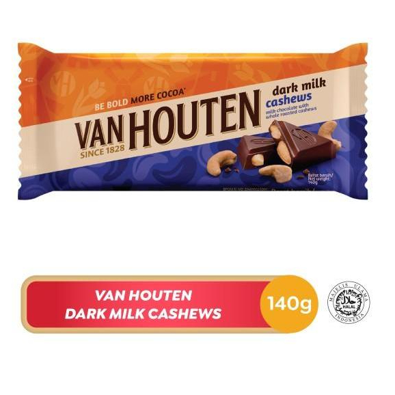 

Van Houten Cokelat Dark Milk Cashew 140 g