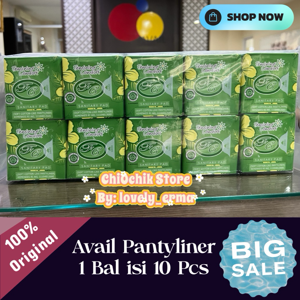 AVAIL Pantyliner Hijau | 1 Bal (Isi 10 Pcs) | Herbal Original | Anti iritasi & Nyaman untuk Harian
