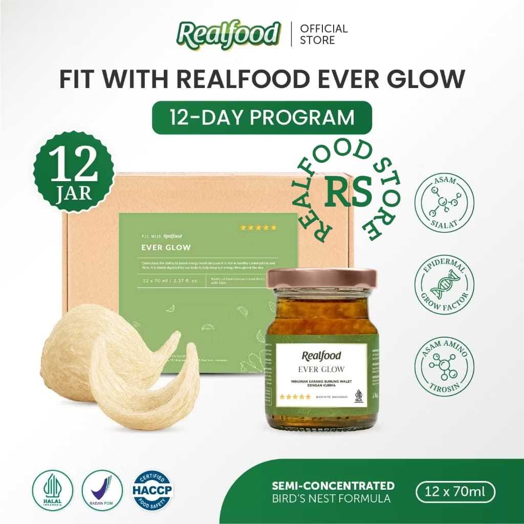 

Realfood Ever Glow 12 Jar Semi Concentrated | Minuman Sarang Burung Walet Siap Konsumsi