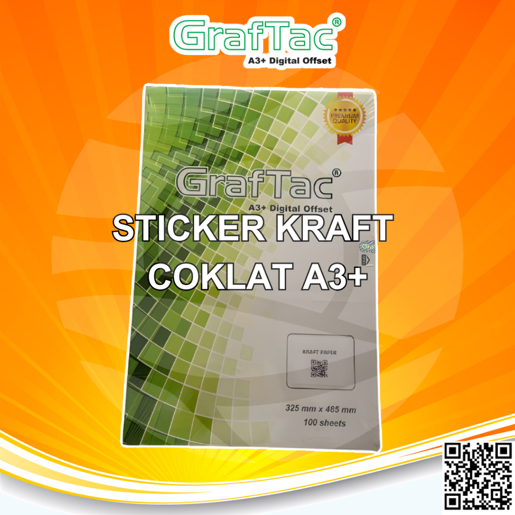 

Graftac Stiker kemasan Label Kraft Coklat a3+ Sticker Digital Print Pack 100 Lembar