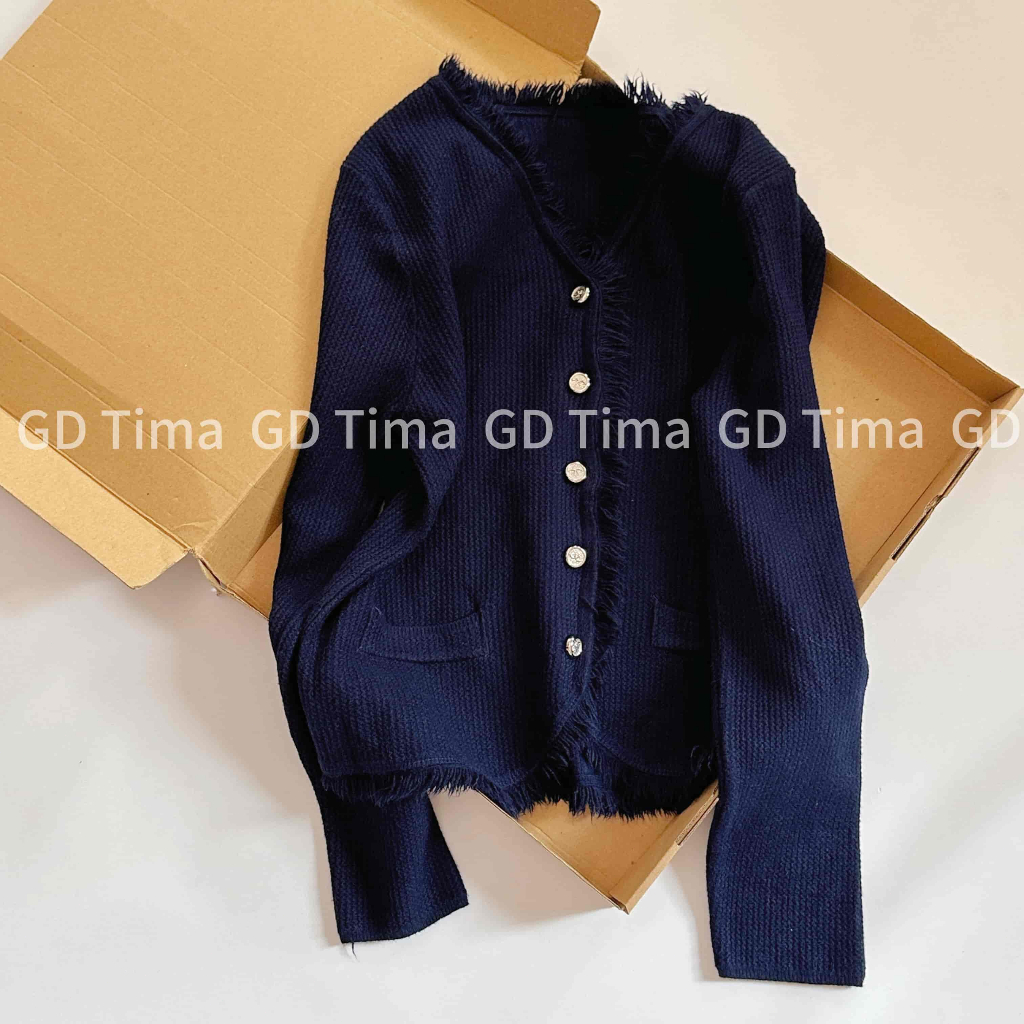GDTIMA Cardigan Rajut Wanita Korean Style Lengan Panjang Detail Bulu Baju Tombol Metali