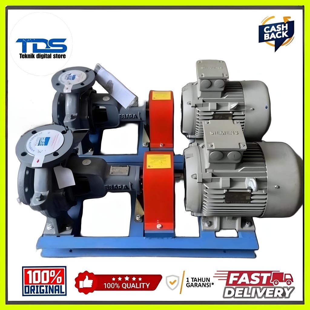 Centrifugal End Suction:Merk : EbaraType : 65 X 50 FSJAPower : Siemens Cina 1LE0102 7.5KW/10HP 2900R