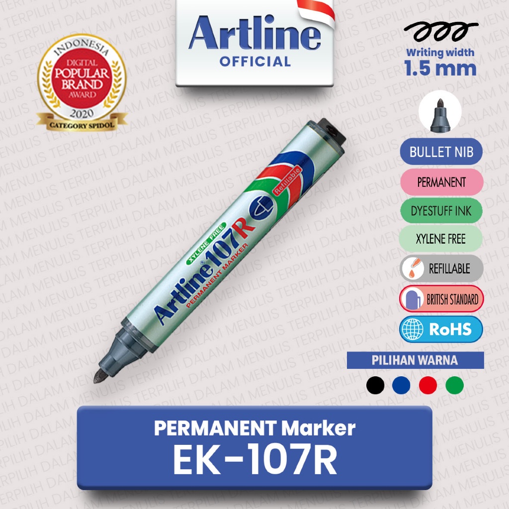 

[PCS] ARTLINE Permanent Marker EK-107R Refillable Spidol Permanen Bisa isi Ulang