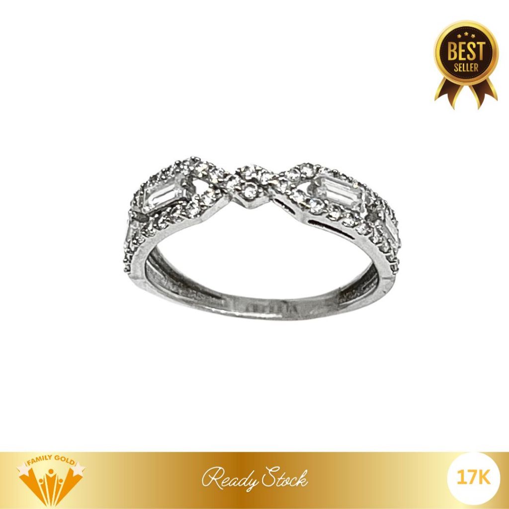 Cincin Emas White Gold Kadar 17K Model Emerald Cuse Family Gold