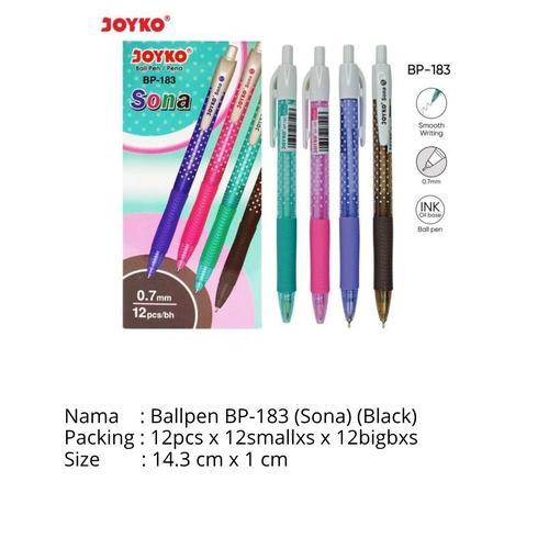 

Ball Pen Pulpen Pena Joyko BP-183 Sona Black (1 kotak isi 12 pcs)
