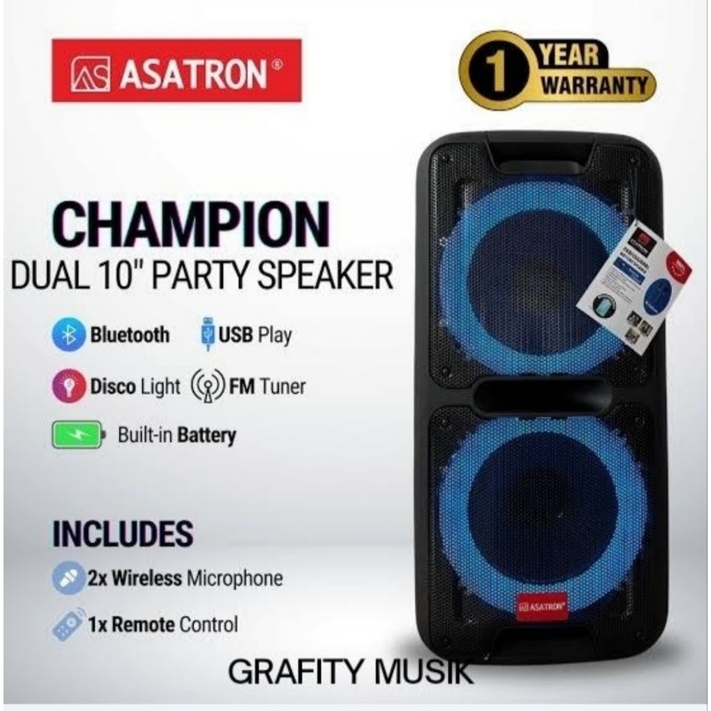 Speaker Portable Asatron Champion Dual 10 Speaker Portable Asatron Champion 10 Inch Original
