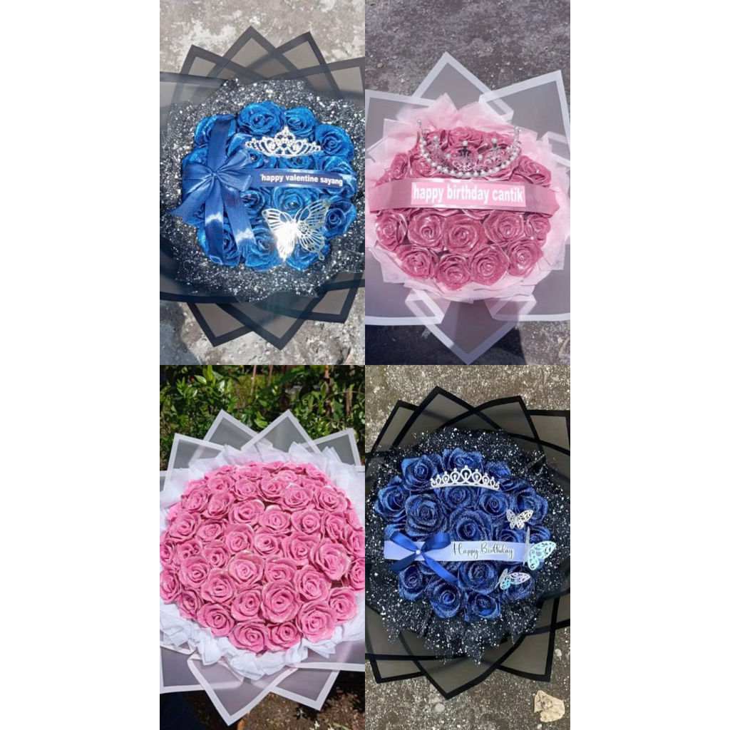 

buket pita satin glitter & non glitter