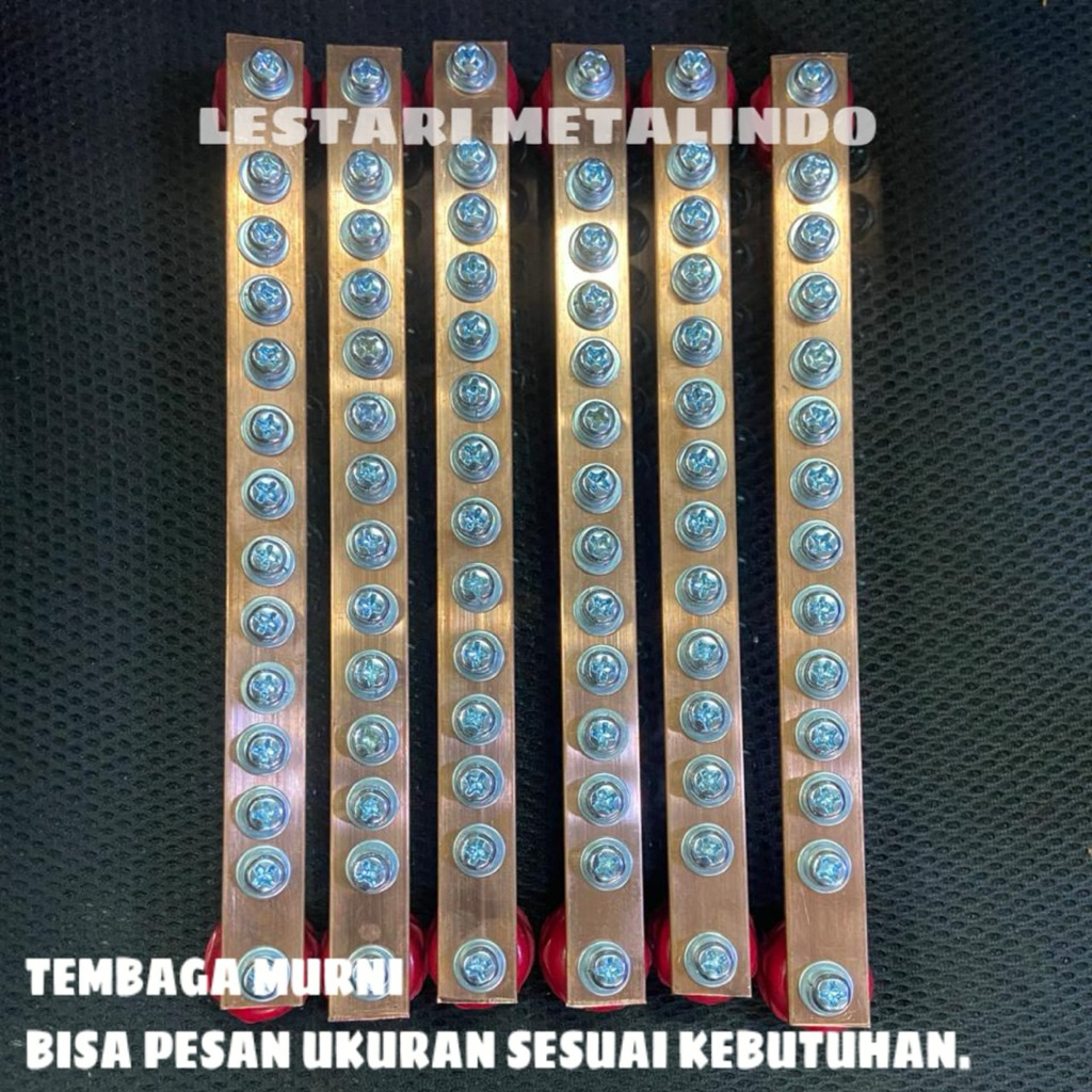 busbar tembaga custom 4mm x 20mm x 300mm komplit - busbar grounding - busbar netral