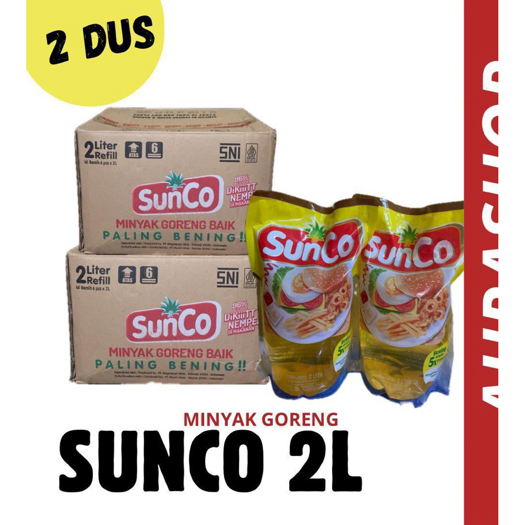 

Minyak goreng Sunco 2liter Refill 2 dus