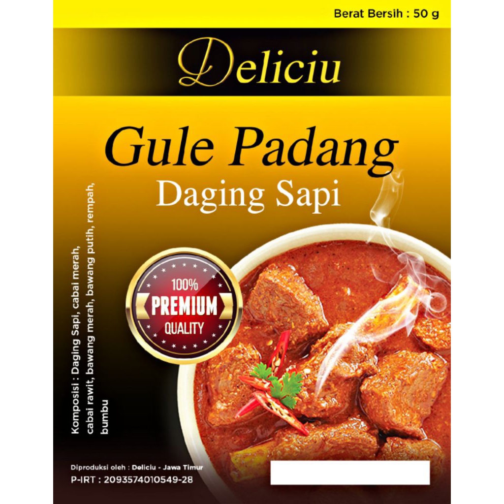 

Gulai Padang daging sapi Deliciu lauk siap makan tahan di suhu ruang