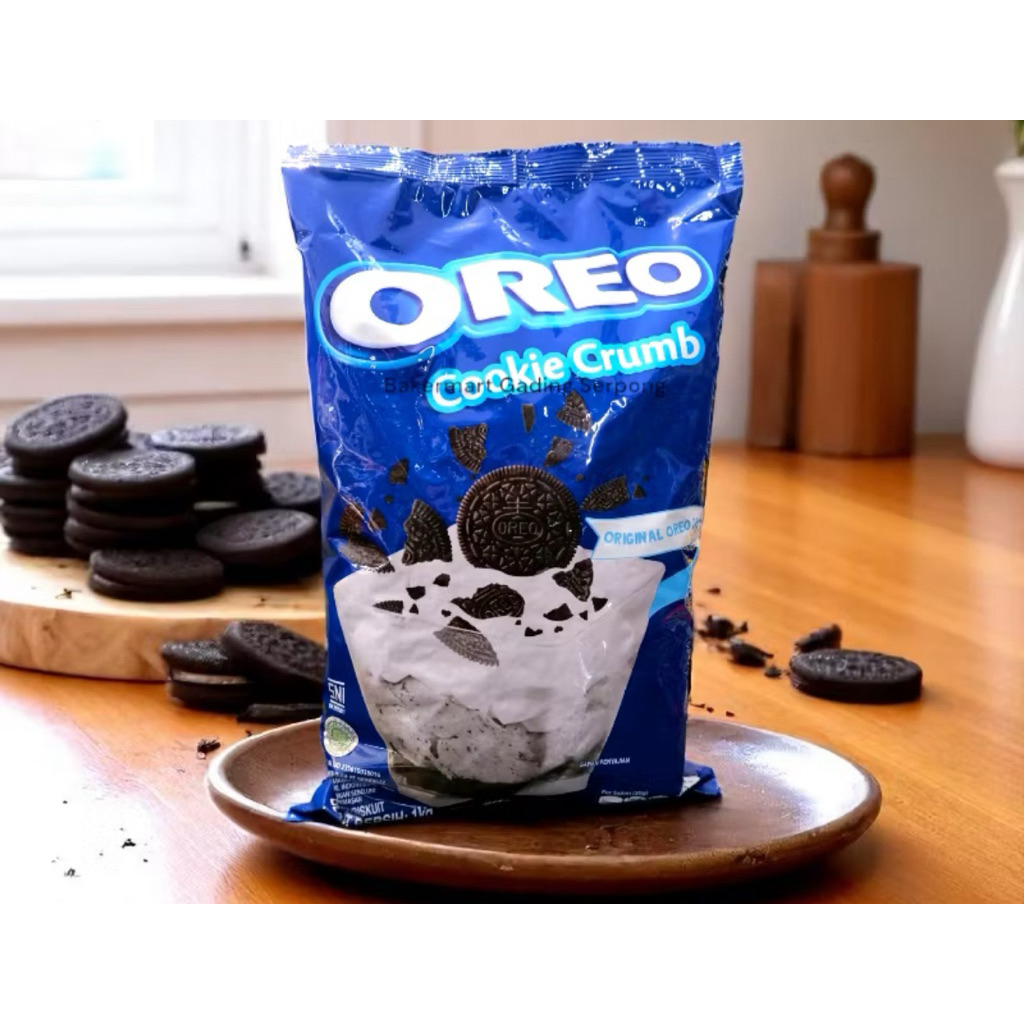 

OREO COOKIE CRUMB REPACK 250 gram dan kemasan 1 KG/ TOPPING kue bubuk oreo