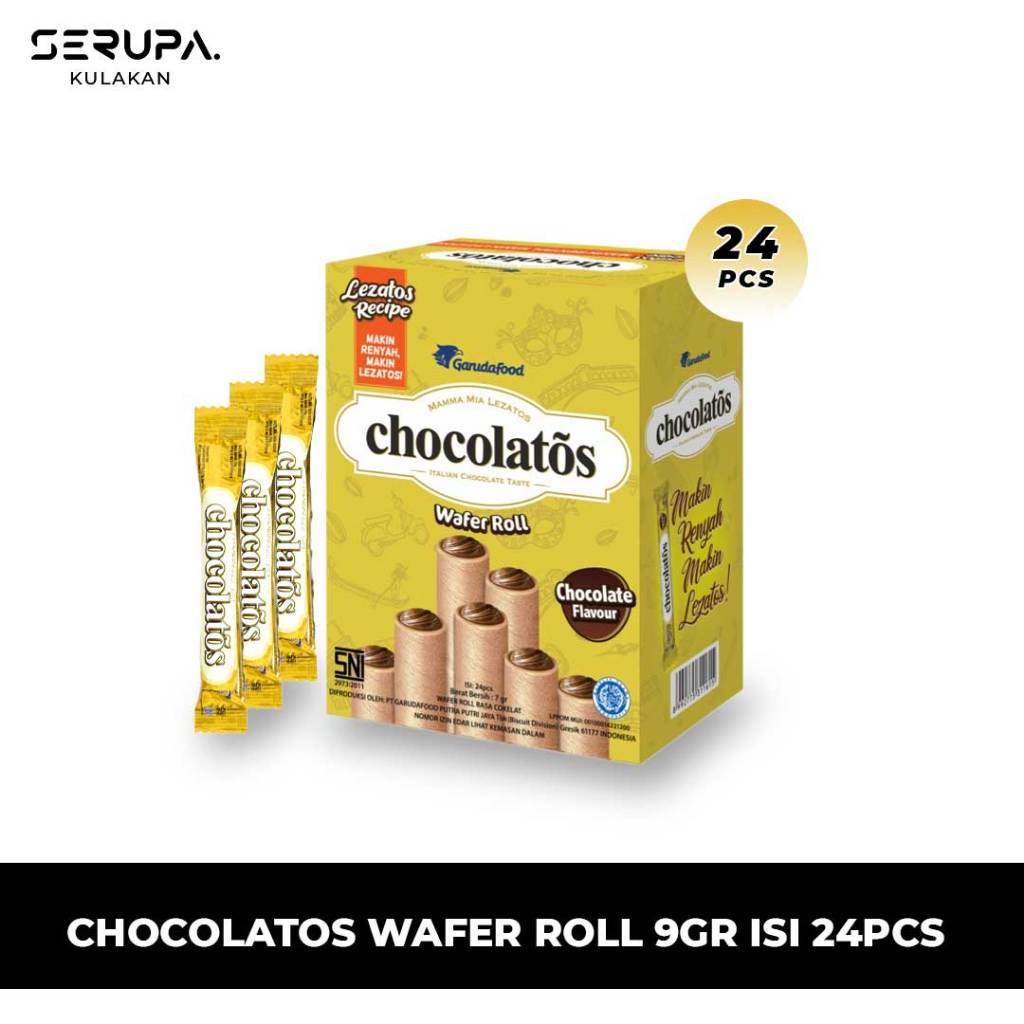 

Cemilan coklat Chocolatos Wafer Roll 500 Isi 24pcs – Coklat Lumer Renyah