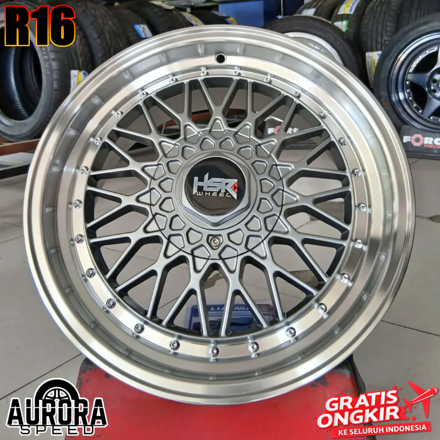 Velg celong BBS RS R16 pcd 4x100/114 Grey polish Pelek ring 16 mobil Yaris,Etios,Ignis,Swift,Jazz