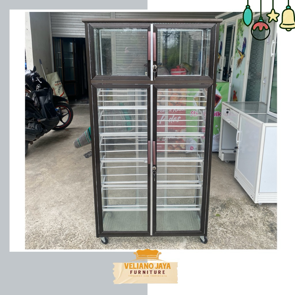 Lemari Sepatu 5 Susun + Tempat Helm // Bahan Alumunium & Kaca