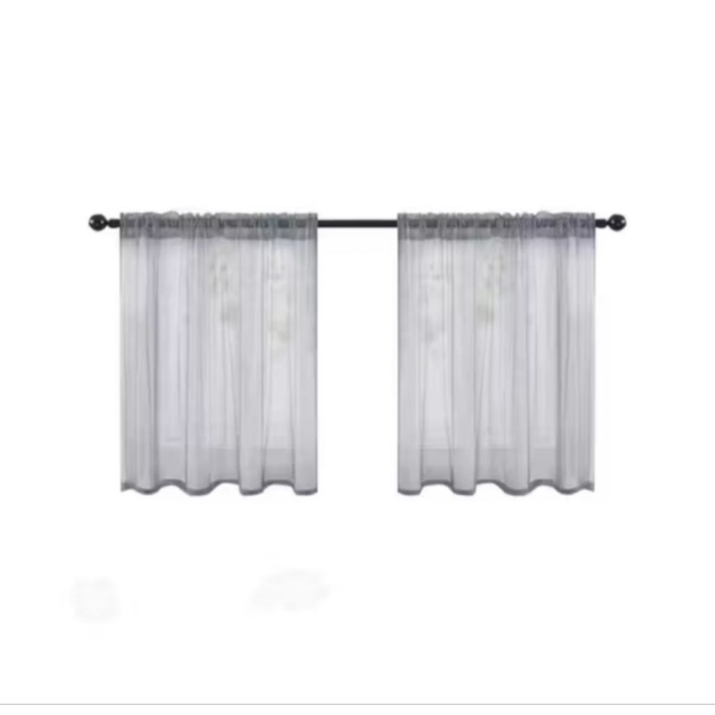 Gorden dapur Gorden jendela pendek vitrase dalaman gorden jendela pintu warna abu Tirai lapisan hord