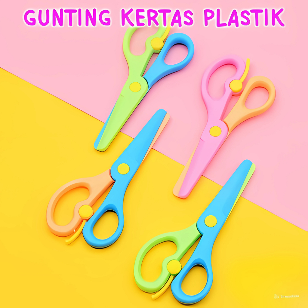 

Gunting Kertas Plastik Anak Mainan DIY Paper Cutting Aktifitas Latihan Menggungting Aman Tumpul