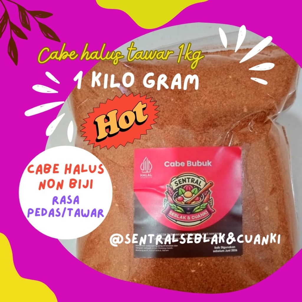 

Cabe Bubuk 1kg halus/kasar/ada rasa